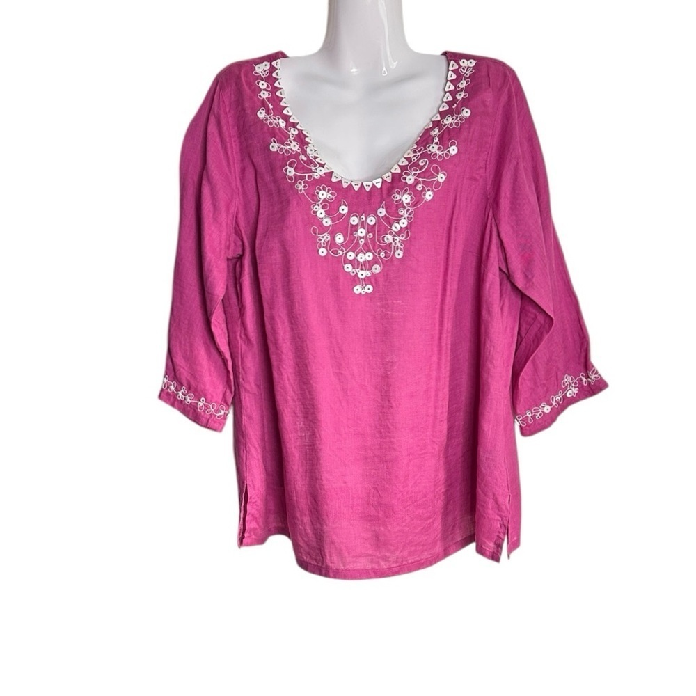 Avenue Beach Cover up Pink Embroidered Women's Top